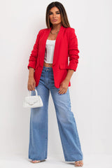 ruched sleeve blazer jacket