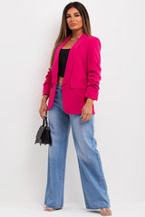 ruched sleeve blazer jacket