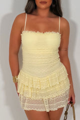 lace ruffle frilly mini dress pink summer holiday festival outfit styledup uk
