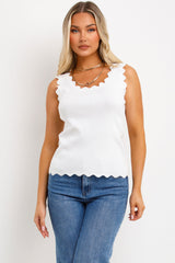 knitted vest top with scalloped neckline