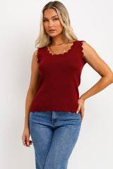knitted vest top with scalloped neck for womens