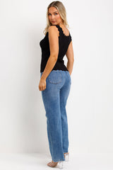 womens knitted scalloped neck jumper top 