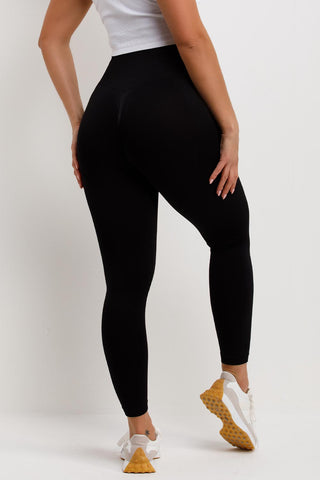 Ribbed Seamless Gym Leggings With Scrunch Ruched Detail Grey