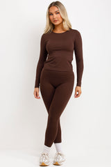 womens lululemon long sleeve top and leggings two piece co ord set activewear 