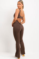 flare leg jumpsuit with ruched bum 