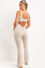 flare leg jumpsuit with ruched bum 