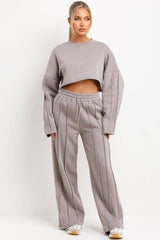 pintuck seam joggers and sweatshirt tracksuit co ord