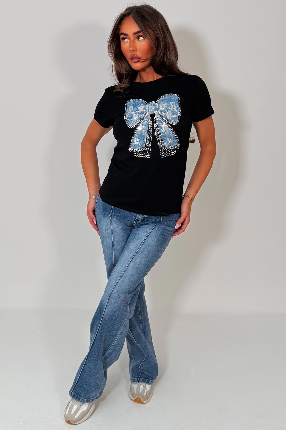 diamante rhinestone black baby tee shirt styledup fashion