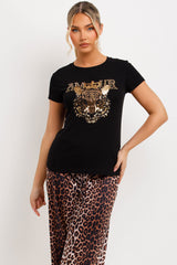 diamante tiger t shirt black