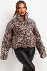 womens puffer padded winter jacket leopard print sequin