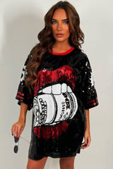 sequin lips oversized t shirt dress christmas party outfit