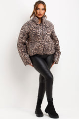 leopard print padded puffer jacket with sequin