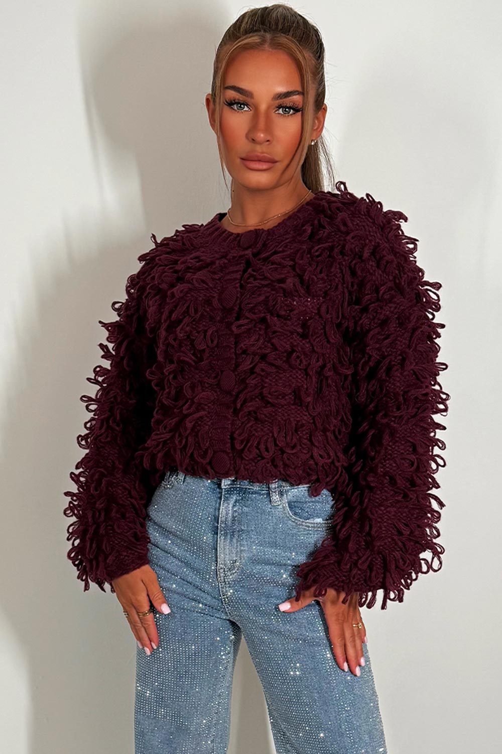 shappy loop tassels fringe cardigan jumper womens knitwear christmas market outfit styledup
