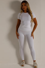 sculpt body contour leggings and short sleeve top two piece co ord set styledup