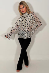 womens polka dot long sleeve blouse styledup uk