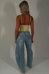 womens yellow corset crop top 