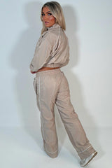 womens wide leg trousers and funnel neck crop jacket  tracksuit airport holiday festival outfit styledup uk