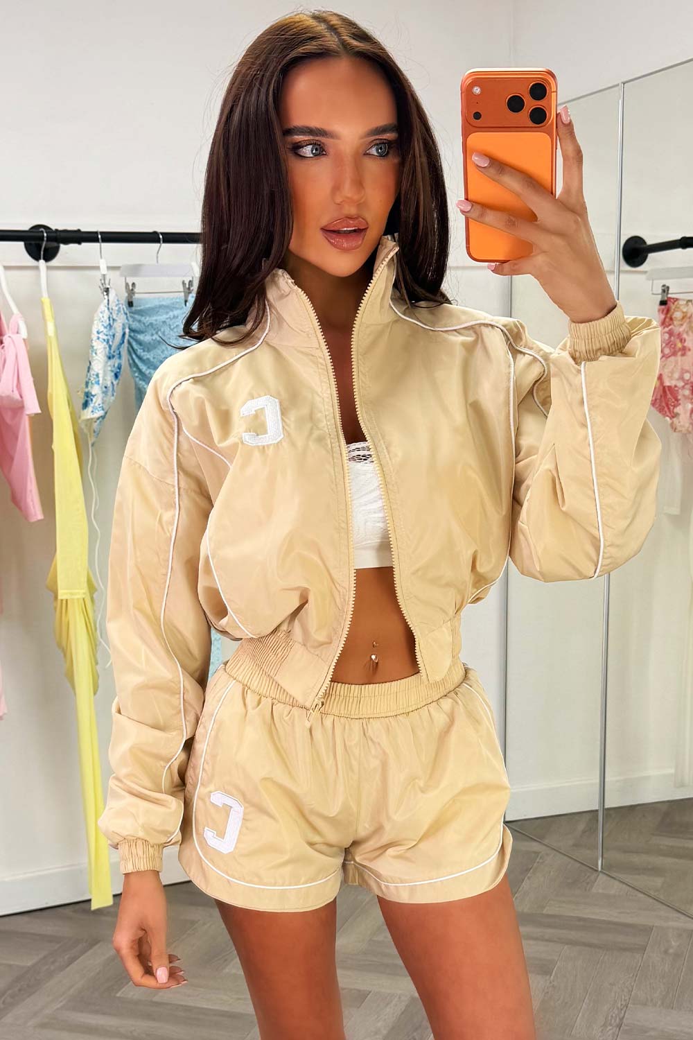 womens crop jacket and shorts two piece co ord set pink styledup