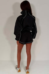 womens crop jacket and shorts two piece co ord set pink styledup