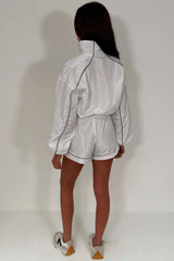 womens crop jacket and shorts two piece co ord set pink styledup