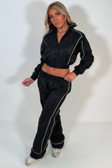 funnel neck jacket and wide leg trouser tracksuit two piece tracksuit co ord set womens rave festival holiday outfit 