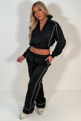 womens tracksuit wide leg trousers and funnel neck jacket two piece matching set styledup 