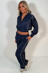 womens tracksuit wide leg trousers and funnel neck jacket two piece matching set styledup 