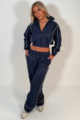 funnel neck jacket and wide leg trouser tracksuit two piece tracksuit co ord set womens rave festival holiday outfit 