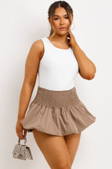 puffball mini skirt shirred elasticated waist