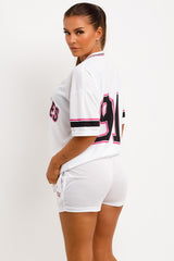 womens shorts and football jersey t shirt co ord set short tracksuit 