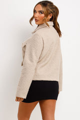 womens boucle jacket beige