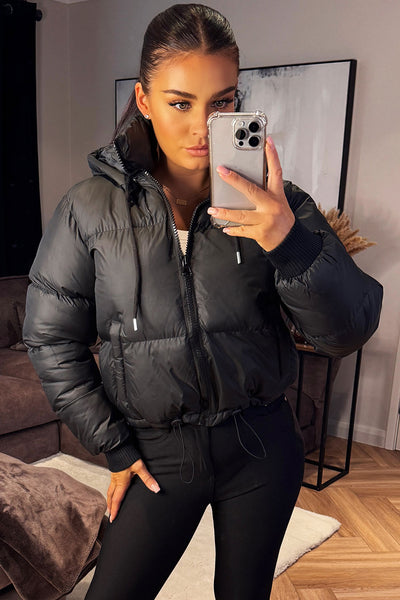 puffer jacket with hood womens 