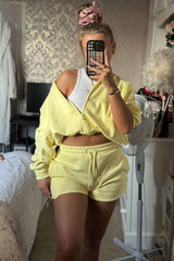 bomber jacket and shorts tracksuit yellow styledup fashion