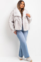 womens zara white faux fur jacket styledup