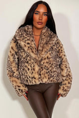 fur collar animal print jacket styledup 