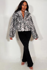 animal print fur jacket womens styled up