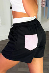 sparkly patch crop top and shorts co ord set black styledup fashion