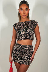 leopard print skirt and crop top two piece co ord set 