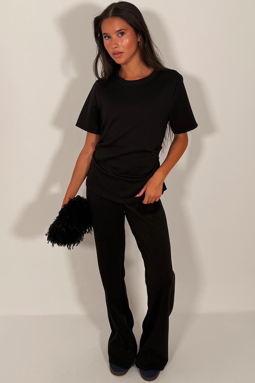gathered waist top and trousers co ord set styledup uk 