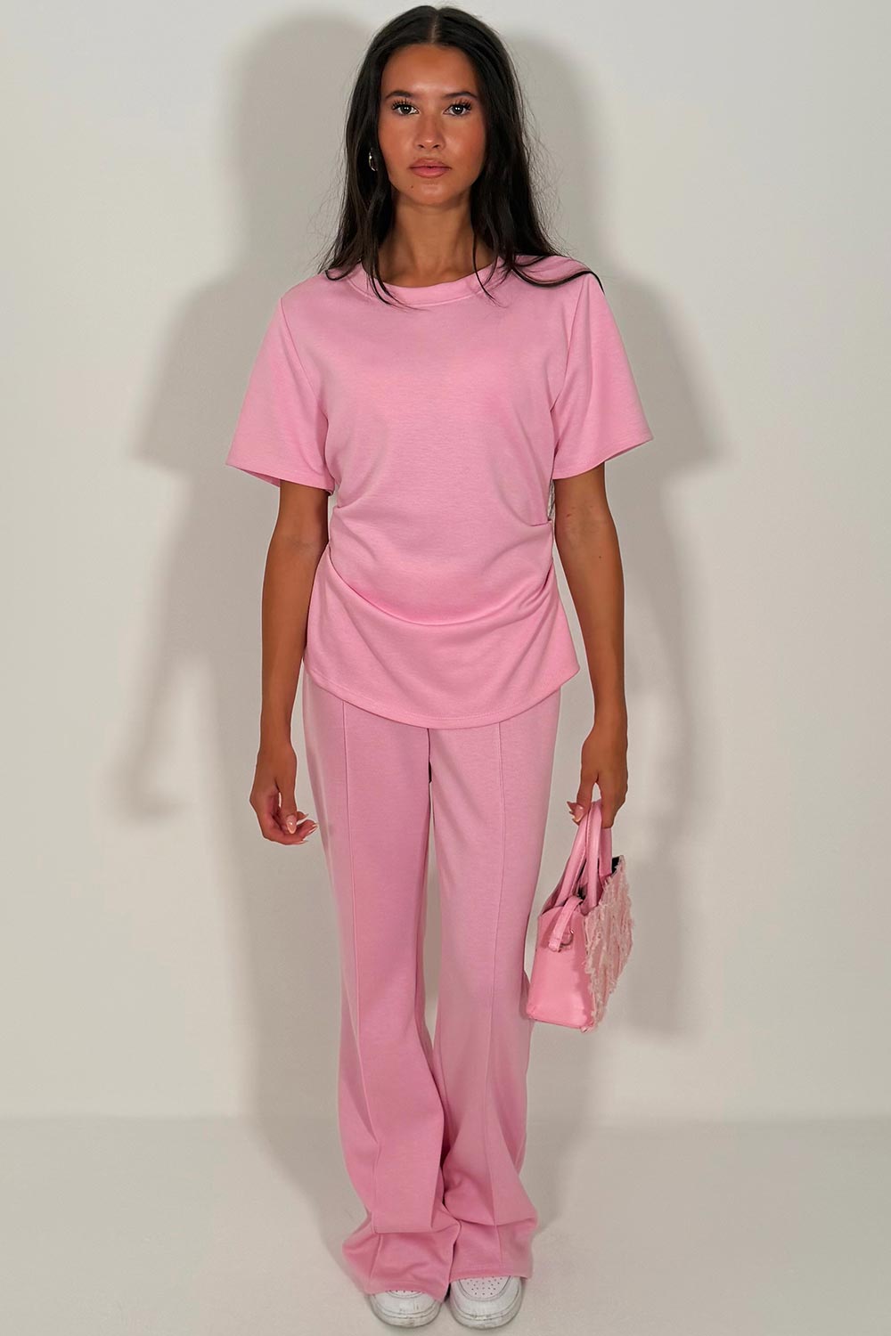 gathered waist top and trousers co ord set styledup uk 