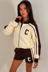 womens zip up shorts tracksuit lounge set airport outfit styledup