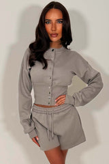 crop corset compress waist sweatshirt and shorts co ord set airport summer holiday outfit set whitefox uk