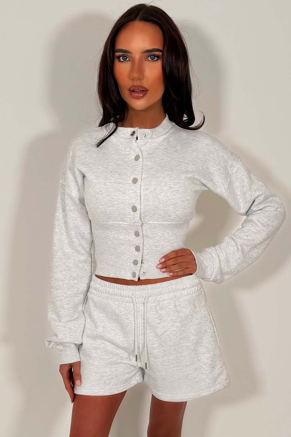 crop corset sweatshirt and shorts two piece co rod set styledup