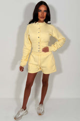 womens crop button up sweatshirt and shorts co ord set summer holiday tracksuit sale styledup whitefox uk sale