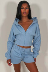 crop hoodie and shorts two piece co rod set styledup