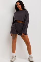 seam detail shorts and crop jumper summer tracksuit womens uk