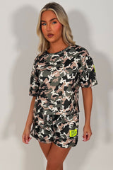 camouflage t shirt and shorts co ord set styledup uk 