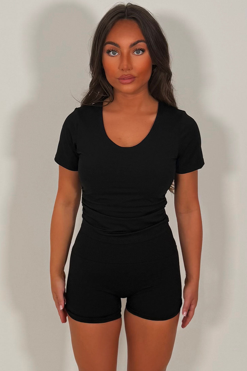 womens gym shorts and crop top co ord set premium quality alo yoga styledup uk