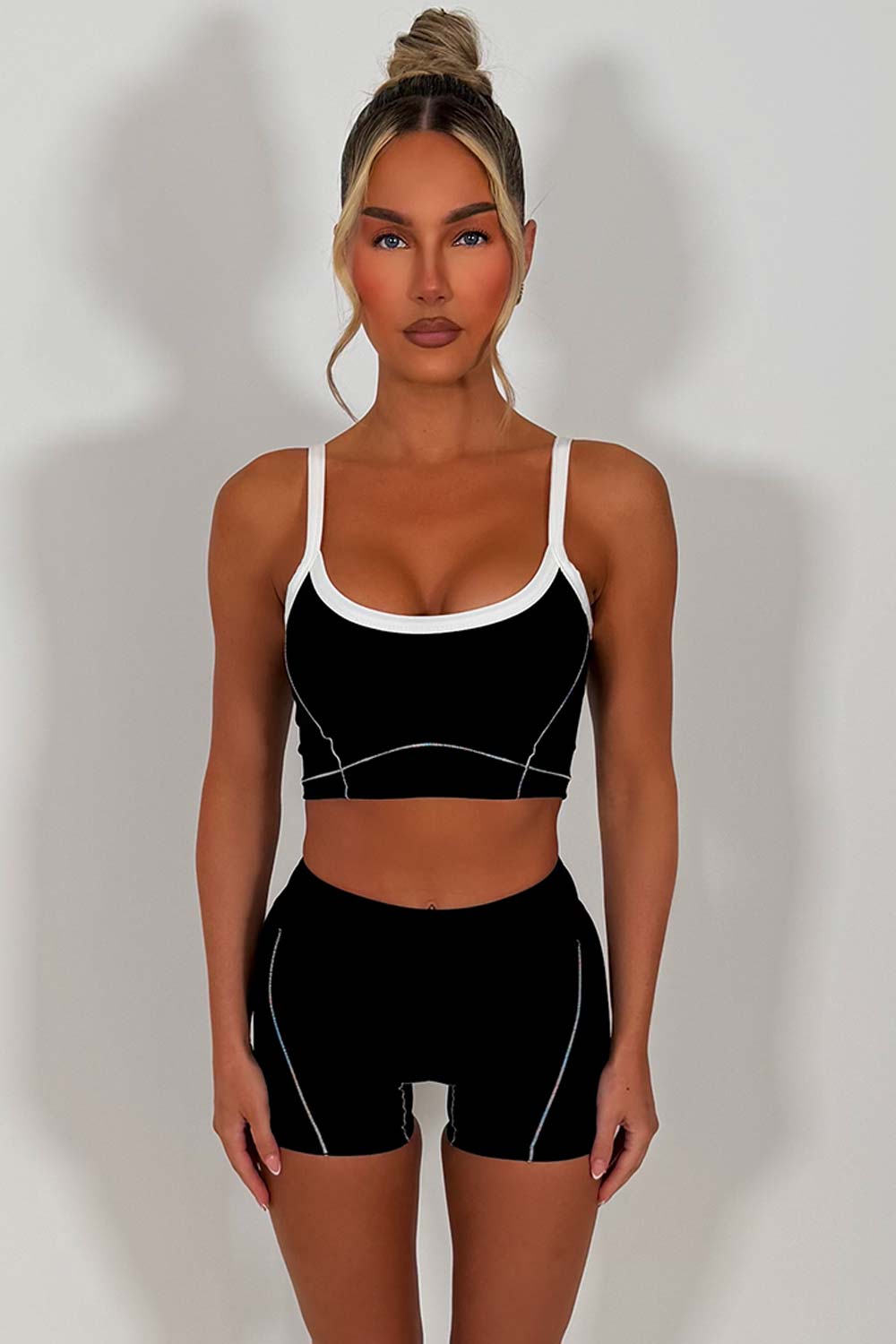 womens yoga shorts and top two piece activewear set pilates outfit styledup uk