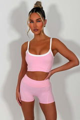 womens yoga shorts and top two piece activewear set pilates outfit styledup uk